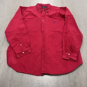 Polo Ralph Lauren Long Sleeve Button-Down Shirt XXL Red with Blue Pony